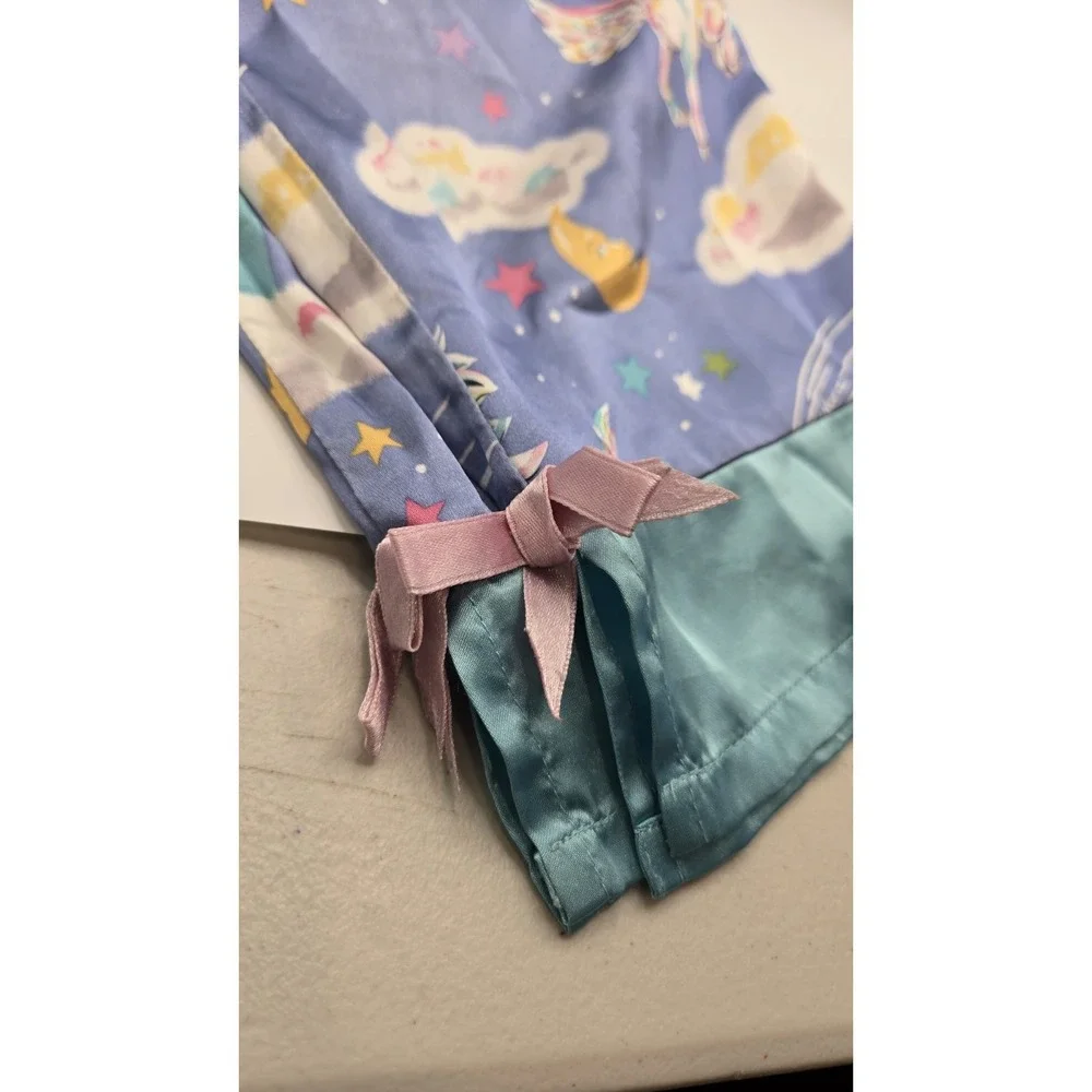 Nick & Nora Unicorn Pegasus Rainbow Satin Pajama Pants Girls 6 6X Moon Stars